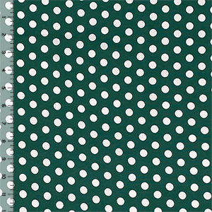 White Dots on Green Double Brushed Jersey Spandex Blend Knit Fabric