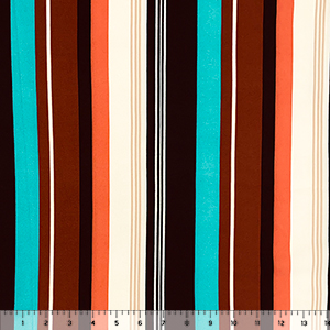 Half Yard Aqua Black Vertical Multi Stripe Double Brushed Jersey Spandex Blend Knit Fabric