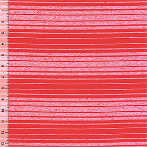 Red Variegated Stripe on Heather Red Cotton Jersey Bamboo Knit Fabric
