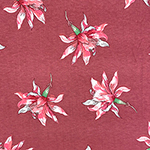 Big Fuchsia Lily Floral on Dusty Marsala Cotton Jersey Spandex Blend Knit Fabric