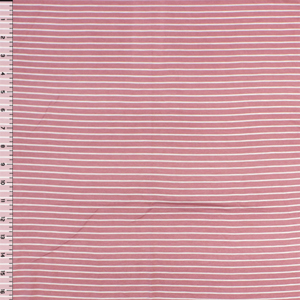 Half Yard White Pinstripe on Dark Rose Cotton Jersey Spandex Blend Knit Fabric
