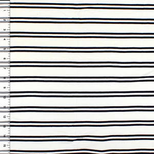 Black Stripes on Natural White Cotton Jersey Spandex Blend Knit Fabric