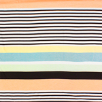 Black Pastel Cabana Stripes on White Cotton Jersey Spandex Blend Knit Fabric