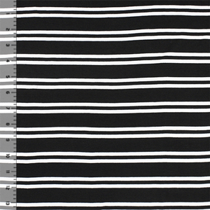 Black Small White Stripes Cotton Jersey Spandex Blend Knit Fabric
