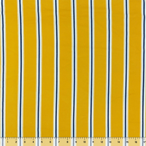 Half Yard Navy White Vertical Stripe on Marigold Double Brushed Jersey Spandex Blend Knit Fabric