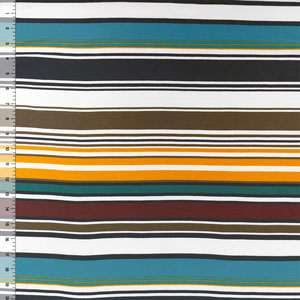 Jewel Cabana Stripe Double Brushed Jersey Spandex Blend Knit Fabric