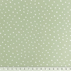 Tossed White Triangles on Sage Double Brushed Jersey Spandex Blend Knit Fabric