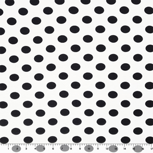 Half Yard Black Polka Dots on Natural White Cotton Jersey Spandex Blend Knit Fabric