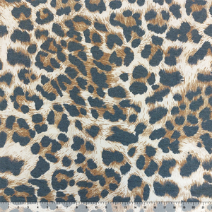 Big Gray Detailed Animal Spots on White Jersey Spandex Blend Knit Fabric