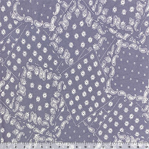 Half Yard Paisley Floral Bandana on Lavender Double Brushed Jersey Spandex Blend Knit Fabric
