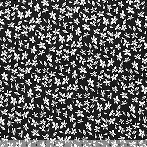 Small White Flowers on Black Double Brushed Jersey Spandex Blend Knit Fabric
