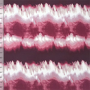 Half Yard Burgundy Mauve Tie Dye Stripes Double Brushed Jersey Spandex Blend Knit Fabric