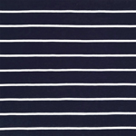 Small White Stripe on Navy Cotton Jersey Spandex Blend Knit Fabric