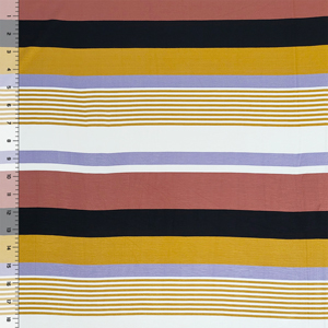 Half Yard Marsala Gold Lilac Multi Stripe Cotton Jersey Spandex Blend Knit Fabric