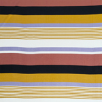 Marsala Gold Lilac Multi Stripe Cotton Jersey Spandex Blend Knit Fabric