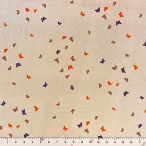 Butterfly Silhouettes on Cafe Double Brushed Jersey Spandex Blend Knit Fabric