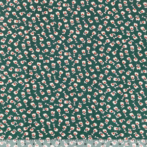 Small Tulips on Evergreen Cotton Jersey Spandex Blend Knit Fabric