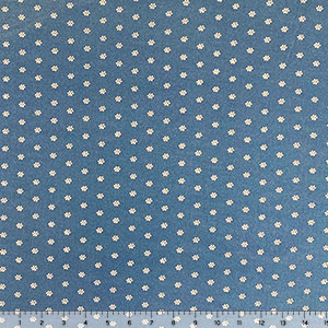 Half Yard White Daisy Rows on Chalk Blue Double Brushed Jersey Spandex Blend Knit Fabric