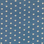 White Daisy Rows on Chalk Blue Double Brushed Jersey Spandex Blend Knit Fabric