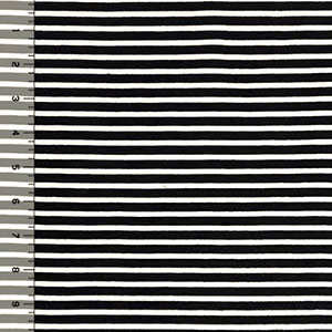 Black White Small Stripe Cotton Jersey Spandex Blend Knit Fabric