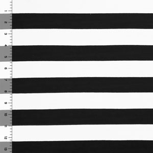 Black White Wide Stripes Cotton Jersey Spandex Knit Fabric