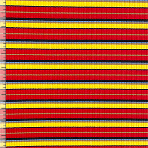 Half Yard Red Yellow Tan Retro Stripe Jersey Spandex Blend Ribbed Knit Fabric