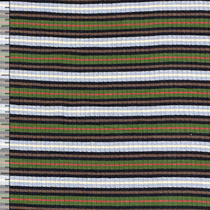 Pine Black Sky Retro Stripe Jersey Spandex Blend Ribbed Knit Fabric