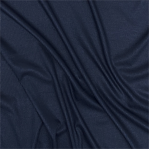 Navy Blue Solid Jersey Spandex Blend Ribbed Knit Fabric