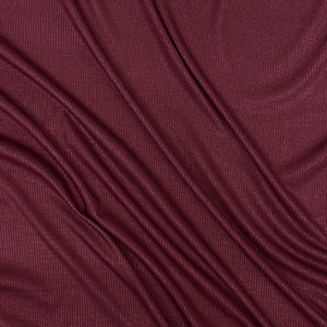 Half Yard Burgundy Wine Solid Jersey Spandex Blend Ribbed Knit Fabric