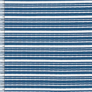 Chalk Blue White Multi Stripe Jersey Spandex Blend Wide Wale Ribbed Knit Fabric
