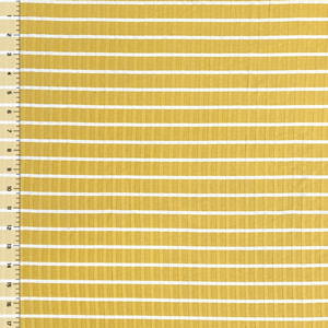 White Stripes on Gold Yellow Wide Ribbed Knit Fabric