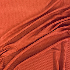 Half Yard Rust Orange Solid Jersey Spandex Blend Rib Knit Fabric