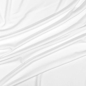 Pure White Solid Jersey Spandex Blend Rib Knit Fabric