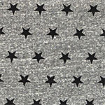 Black Stars on Heather Gray Cotton Ribbed Knit Fabric