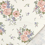 Muted Dusty Pink Orchid Rose Floral on Light Cream French Terry Knit Fabric