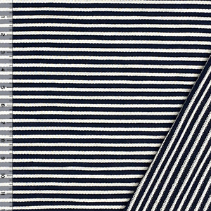 Black White Small Stripe French Terry Blend Knit Fabric