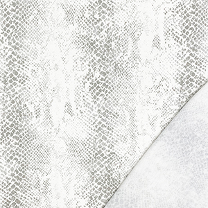 Washed Gray Snakeskin on White Modal French Terry Blend Knit Fabric