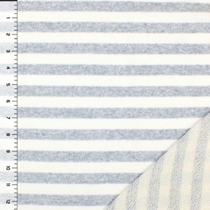 Half Yard Heather Gray Ivory Stripes French Terry Knit Fabric