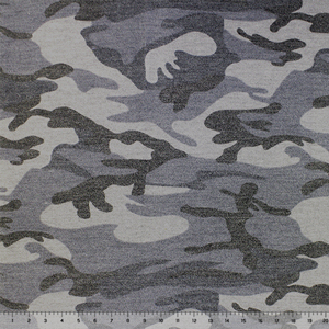 Charcoal Gray Camouflage Inverted French Terry Knit Fabric