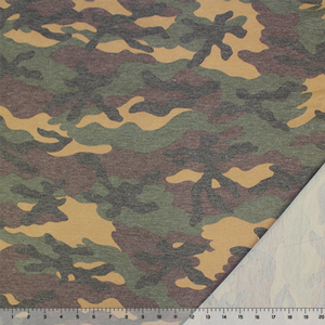 Vintage Brown Olive Camouflage French Terry Blend Knit Fabric