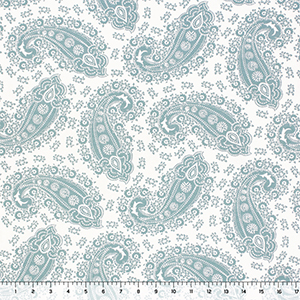 Half Yard Chalk Blue Paisley French Terry Blend Knit Fabric
