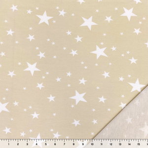 Half Yard Tossed White Stars on Light Beige French Terry Blend Knit