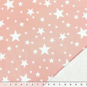 Tossed White Stars on Blush Pink French Terry Blend Knit