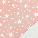 Tossed White Stars on Blush Pink French Terry Blend Knit