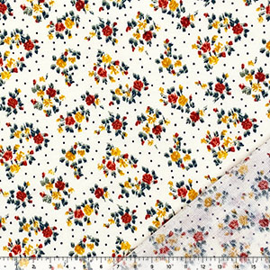 Half Yard Red Gold Small Floral Dots French Terry Blend Knit Fabric