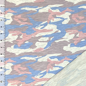 Mauve Periwinkle Camouflage French Terry Blend Knit Fabric
