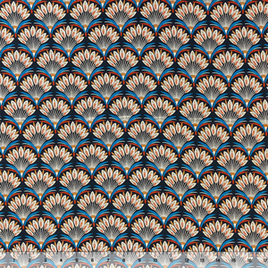 Feather Fan Floral on Midnight Jersey ITY Knit Fabric