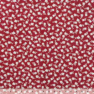 Tossed Tulip Floral on Deep Red ITY Knit Fabric