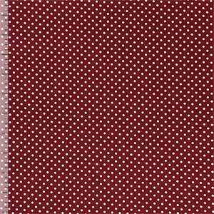 White Polka Dots on Maroon Single Spandex Knit Fabric
