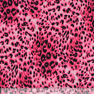 Black Leopard Spots on Pink Single Spandex Knit Fabric